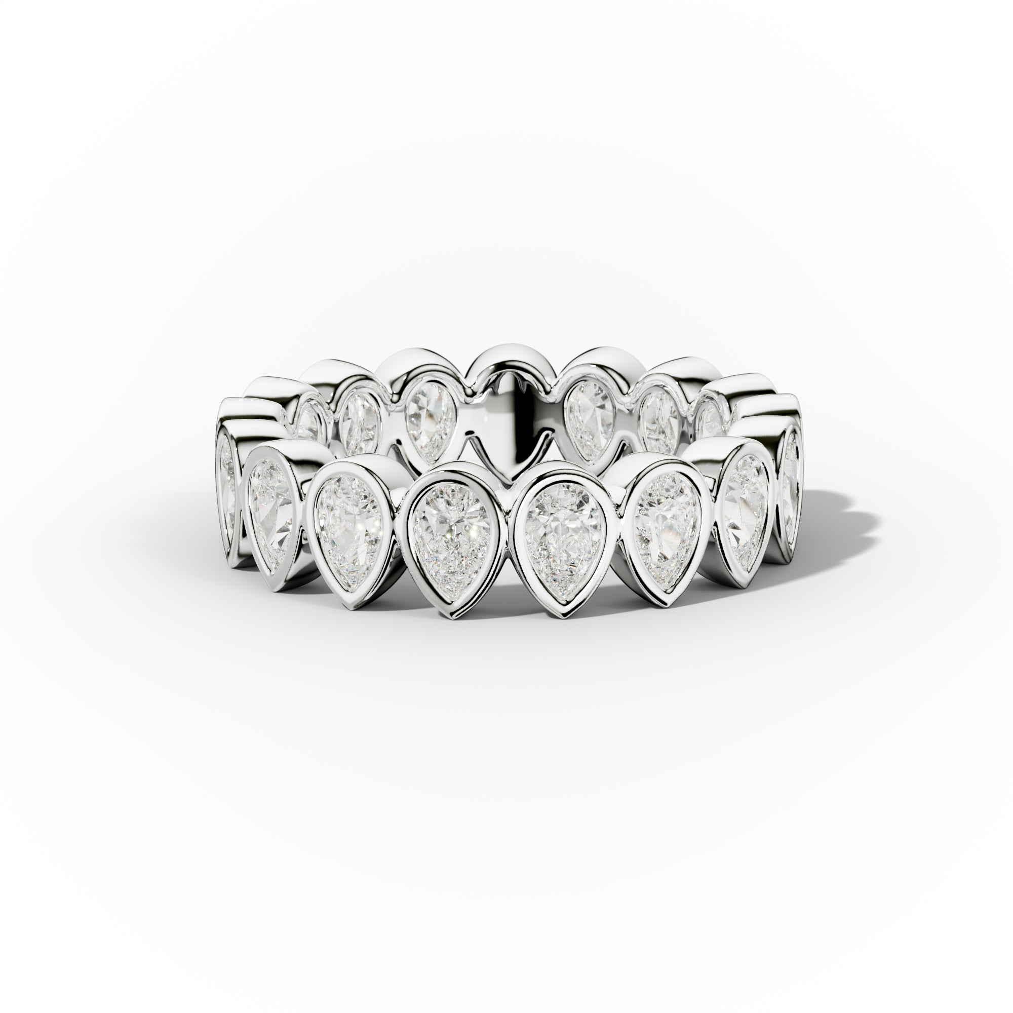 2.0 Carat Bezel Set Pear Cut Diamond Eternity Band